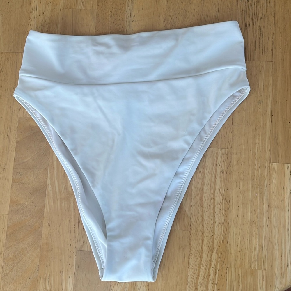White high-waisted aerie bikini bottoms